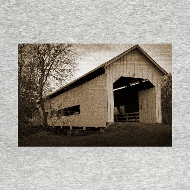 Oregon Covered Bridge In Sepia by KirtTisdale